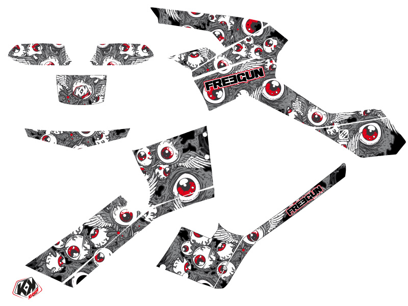 Kit Déco Quad Freegun Eyed Can Am Outlander 500-650-800 MAX Gris Rouge (2007-2009) - vue 2