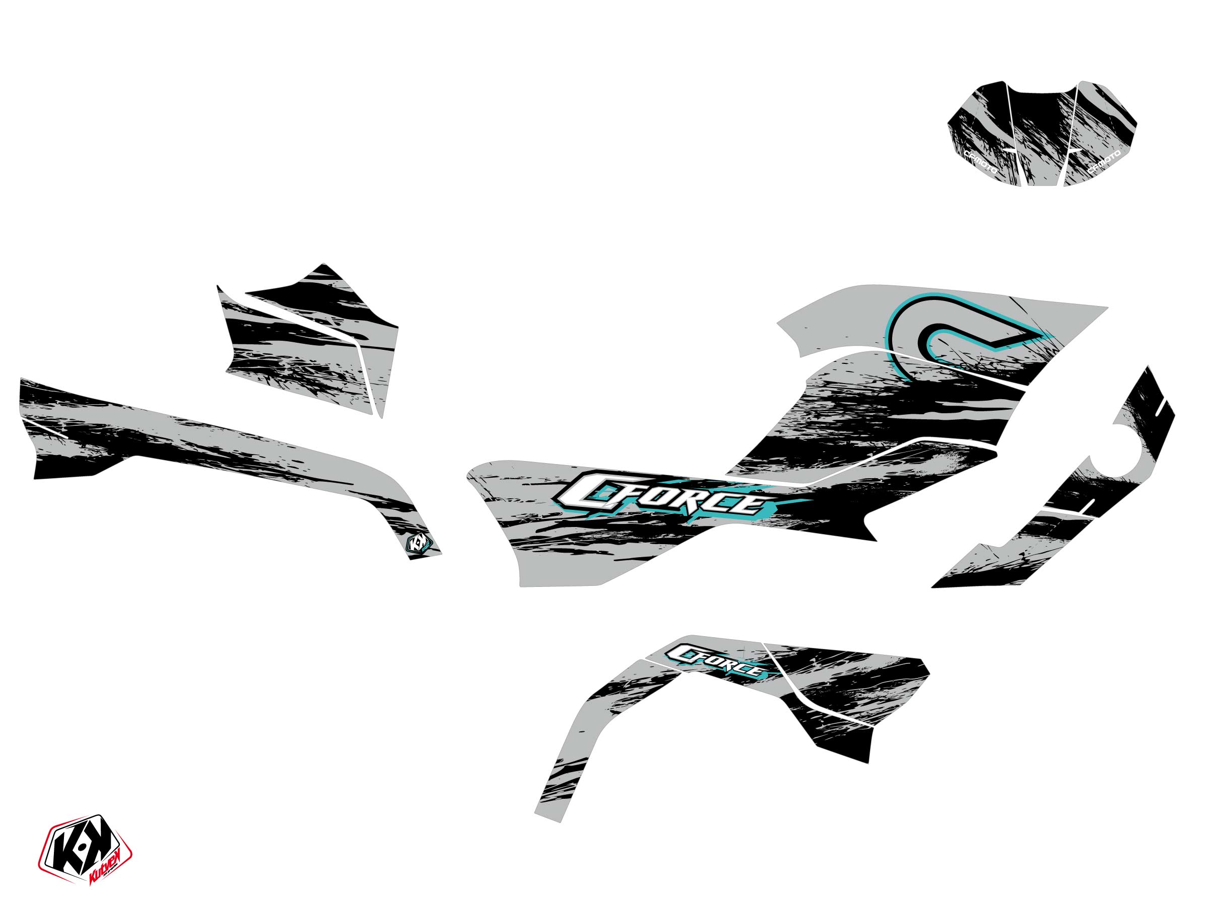 Kit Déco Quad Splatter KUTVEK CF Moto CFORCE 600 Touring Gris (2020-2023) - vue 2
