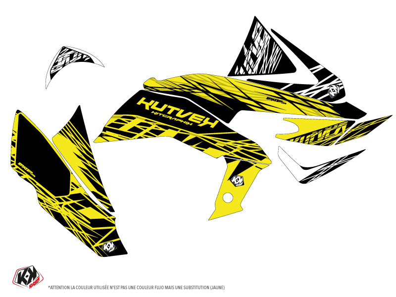 Kit déco quad Eraser Fluo Kawasaki 450 KFX jaune (2007-2017) KUTVEK - vue 2