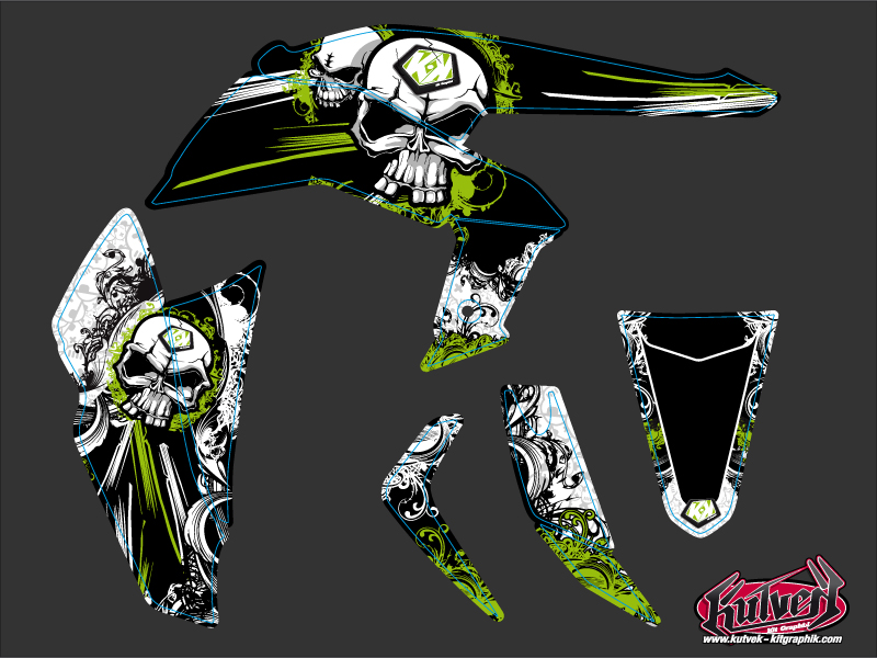 Kit Déco Quad Trash Kawasaki 450 KFX Noir Vert (2007-2017) - vue 2