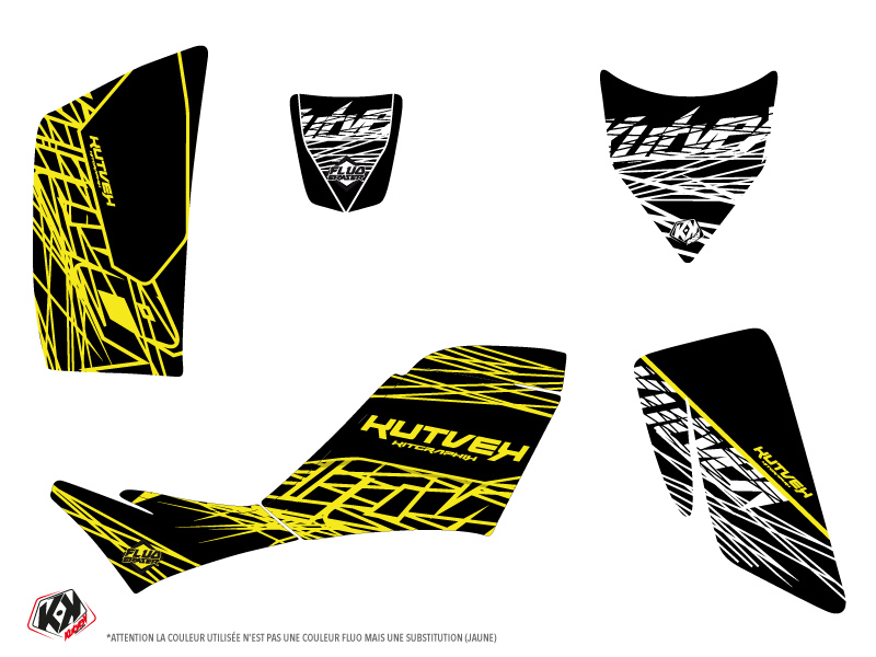 Kit Déco Quad Eraser Fluo Kawasaki KFX 700 Jaune 2007-2014 - vue 2
