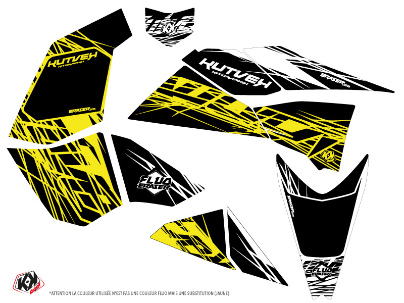 Kit Déco Quad Eraser Fluo KTM 450-525 SX Jaune (2009-2013) - vue 2