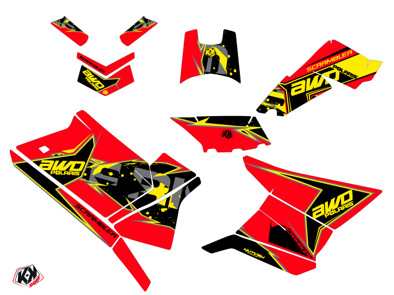Kit Déco Quad Kutvek Polaris Scrambler 850-1000 XP Rouge Jaune (2015-2019) - vue 2