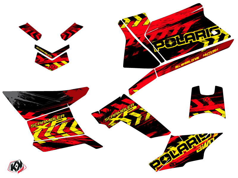 Kit Déco Quad KUTVEK Polaris Scrambler 850-1000 XP Rouge Jaune (2015-2019) - vue 2