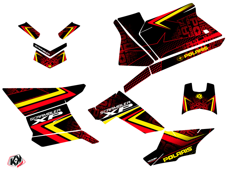 Kit Déco Quad Rock Polaris Scrambler 850-1000 XP Rouge Jaune (2015-2019) - vue 2