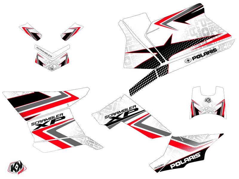 Kit Déco Quad Rock Polaris Scrambler 850-1000 XP Blanc Rouge (2015-2019) - vue 2