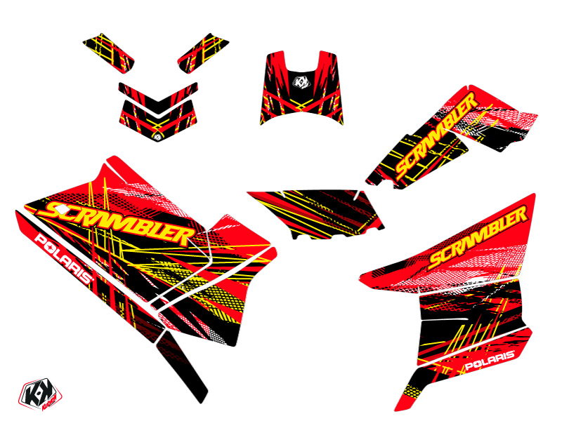Kit déco Kutvek Quad Blade Polaris Scrambler 850-1000 XP Rouge Jaune 2015-2019 - vue 2