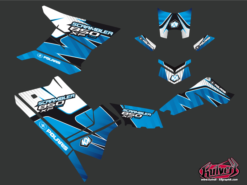 Kit Déco Quad Factory Polaris Scrambler 850-1000 XP Bleu (2015-2019) KUTVEK - vue 2