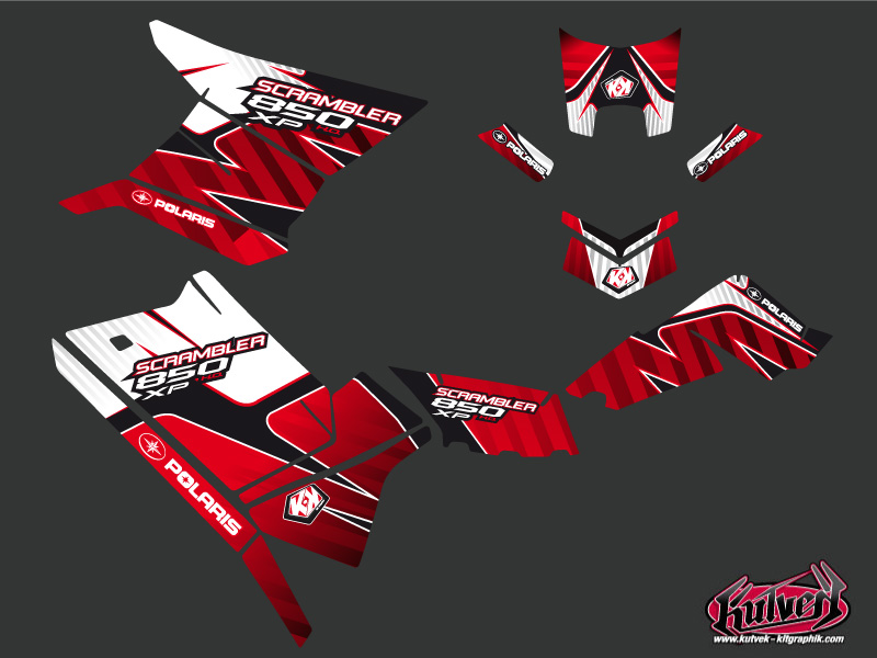 Kit Déco Quad Factory Polaris Scrambler 850-1000 XP Rouge (2015-2019) KUTVEK - vue 2