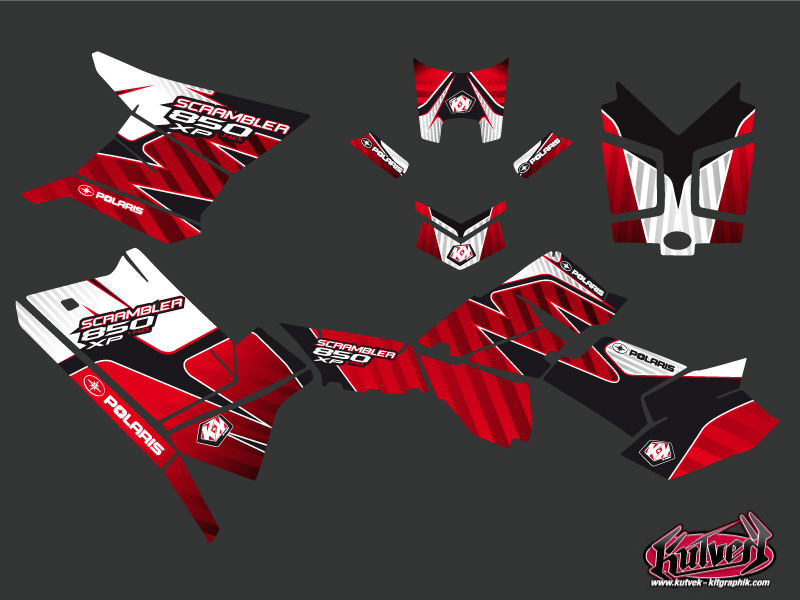 Kit Déco Quad Factory Polaris Scrambler 850-1000 XP Rouge FULL KUTVEK (2015-2019) - vue 2