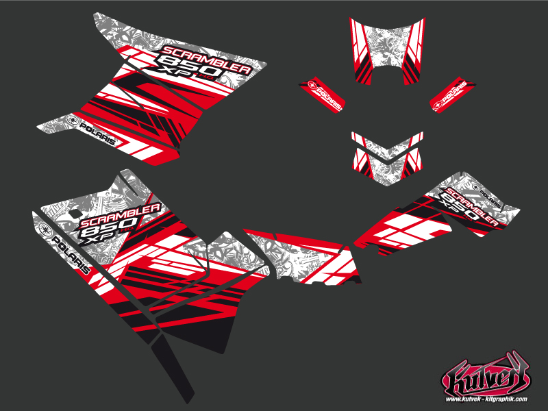 Kit Décoration Quad Spirit Polaris Scrambler 850-1000 XP Rouge (2015-2019) - vue 2