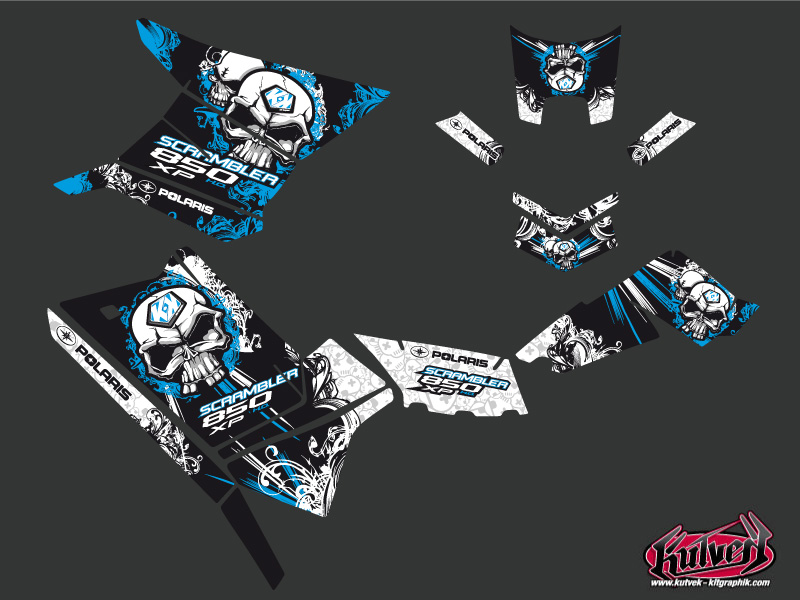 Kit Déco Quad Trash Polaris Scrambler 850-1000 XP Noir Bleu (2015-2019) KUTVEK - vue 2