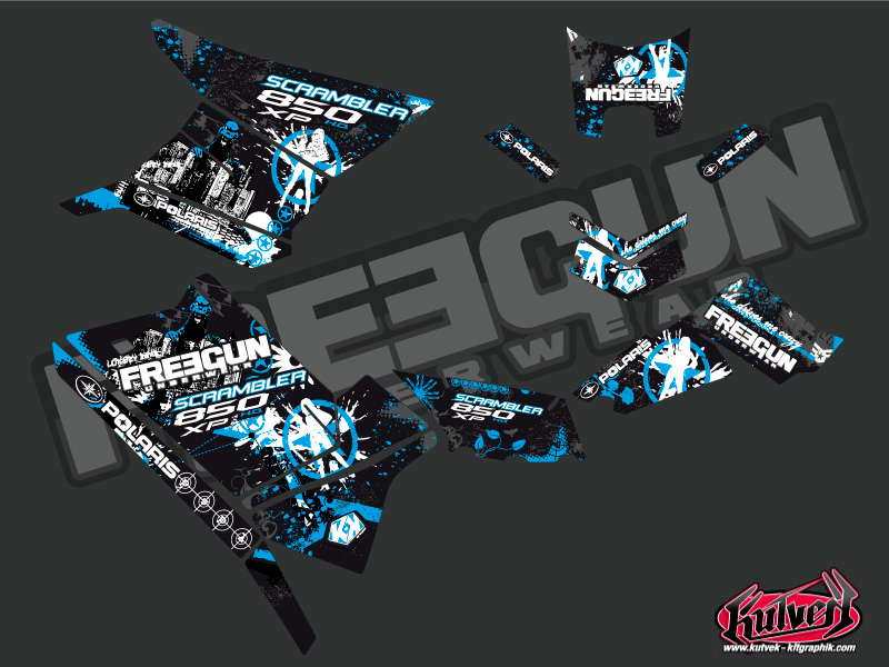 Kit Déco Quad Freegun Polaris Scrambler 850-1000 XP Bleu (2015-2019) - vue 2