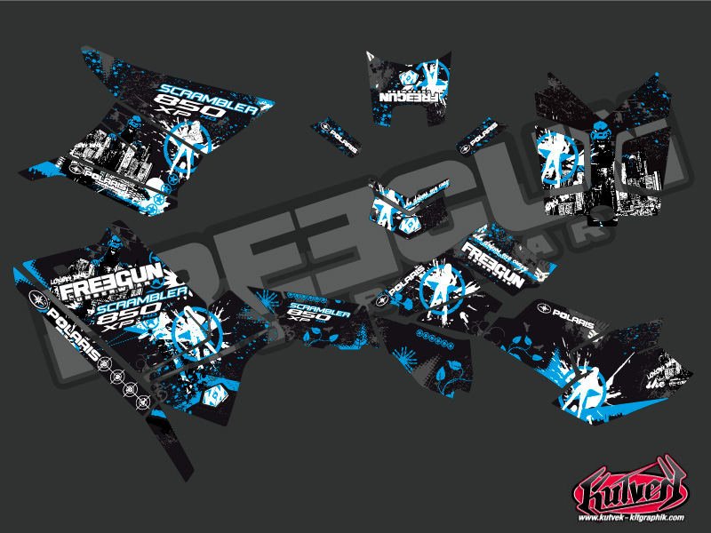 Kit Déco Quad Freegun Polaris Scrambler 850-1000 XP Bleu FULL (2015-2019) - vue 2