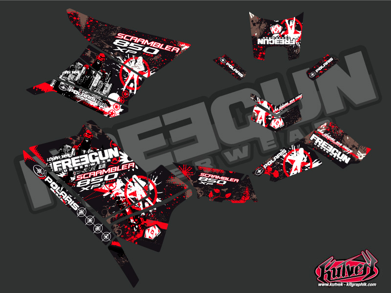 Kit Déco Quad Freegun Polaris Scrambler 850-1000 XP Rouge (2015-2019) - vue 2