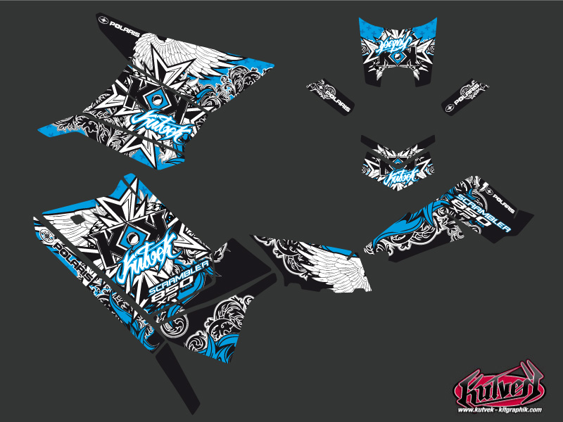 Kit Déco Quad Demon Polaris Scrambler 850-1000 XP Bleu (2015-2019) KUTVEK - vue 2