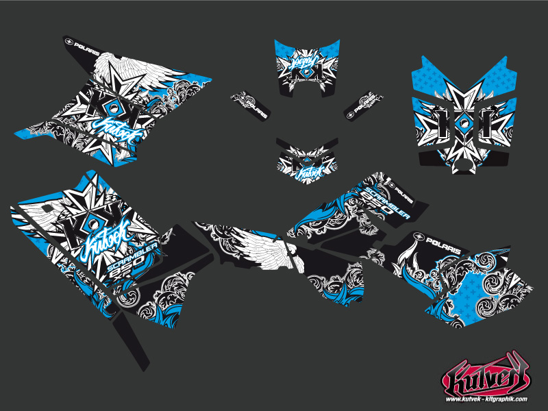 Kit décoratif Quad Demon Polaris Scrambler 850-1000 XP Bleu complet (2015-2019) KUTVEK - vue 2