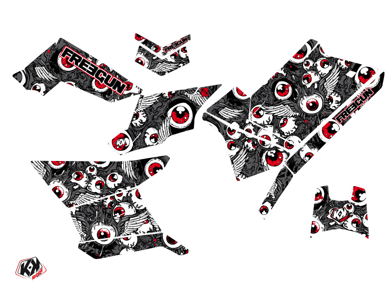 Kit décoration Kutvek Freegun Eyed Polaris Scrambler 850-1000 XP gris rouge 2015-2019 - vue 2