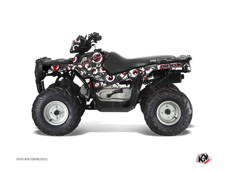 Kit Déco Freegun Eyed Kutvek Polaris 90 Sportsman Gris Rouge (2007-2016)