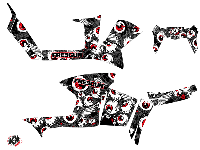 Kit Déco Freegun Eyed Kutvek Polaris 90 Sportsman Gris Rouge (2007-2016) - vue 2
