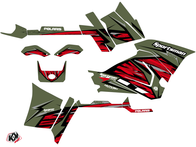 Kit Déco Quad Jungle Polaris 450 Sportsman Vert Rouge (2018-2020) KUTVEK - vue 2