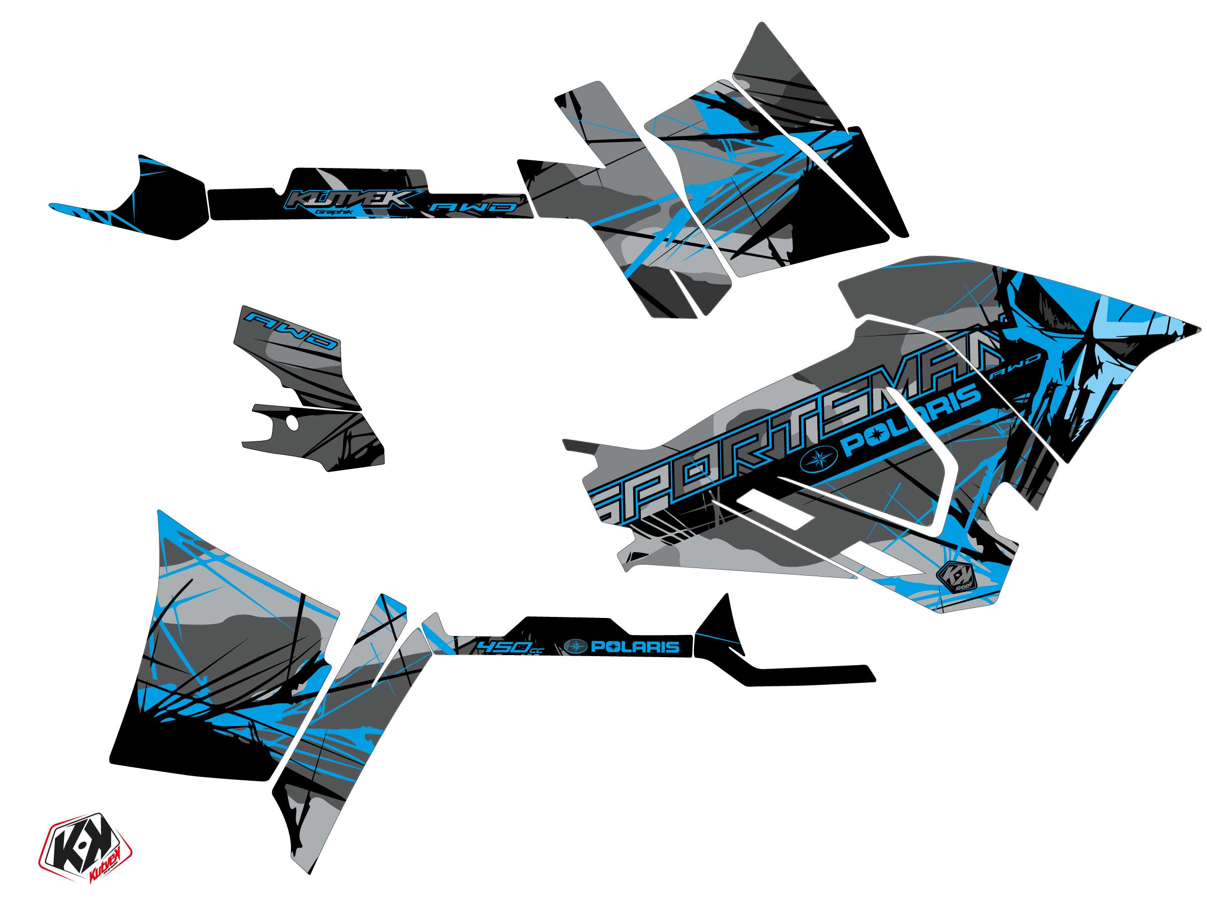 Kit Déco Quad Evil Polaris 450 Sportsman Gris Bleu 2021-2023 - vue 2