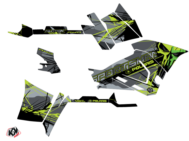 Kit Déco Quad Evil Polaris 450 Sportsman Gris Vert 2021-2023 KUTVEK - vue 2