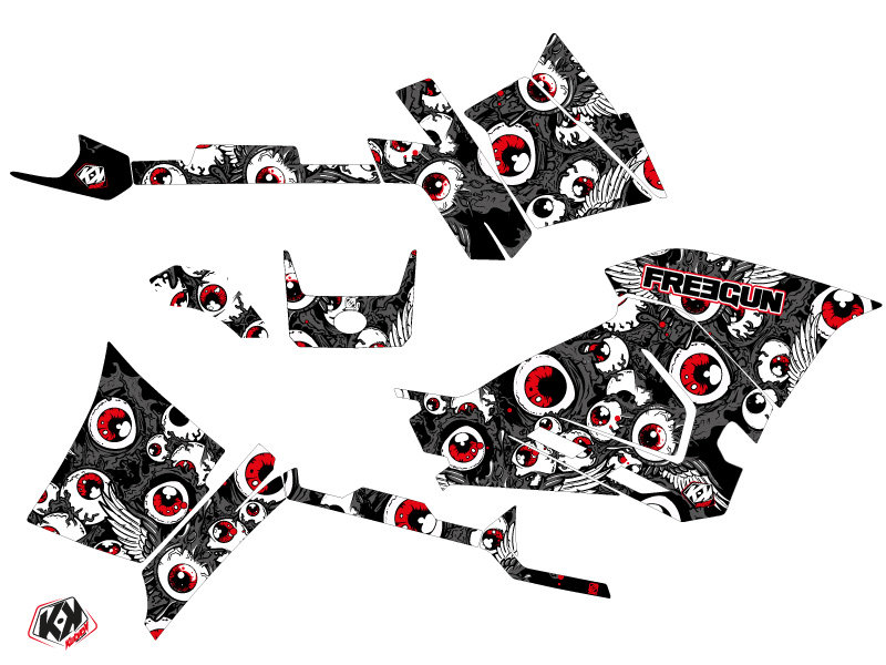 Kit Déco Quad Freegun Eyed Polaris 450 Sportsman Gris Rouge (2021-2023) KUTVEK - vue 2