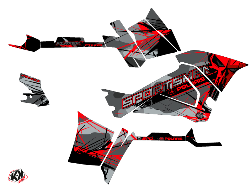 Kit Déco Quad Evil Polaris 570 Sportsman Touring Gris Rouge (2014-2017) KUTVEK - vue 2