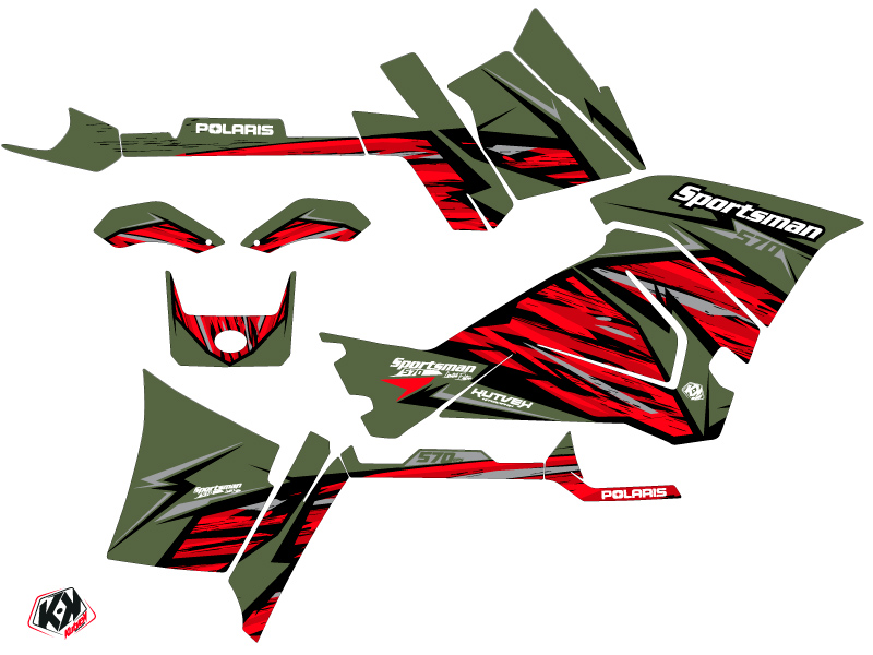 Kit Déco Quad Jungle Polaris 570 Sportsman Touring Vert Rouge (2014-2017) KUTVEK - vue 2
