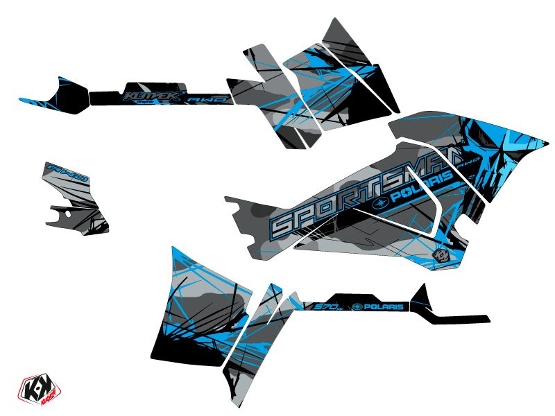 Kit Déco Quad Evil Polaris 570 Sportsman Touring Gris Bleu (2018-2023) - vue 2