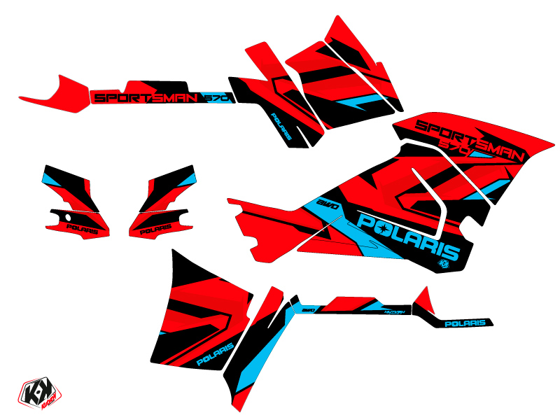 Kit déco quad Polaris 570 Sportsman Touring rouge bleu KUTVEK (2018-2023) - vue 2