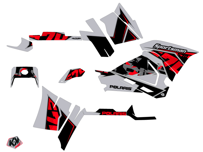 Kit Déco Quad Visor Polaris 570 Sportsman Touring Gris Rouge (2018-2023) KUTVEK - vue 2