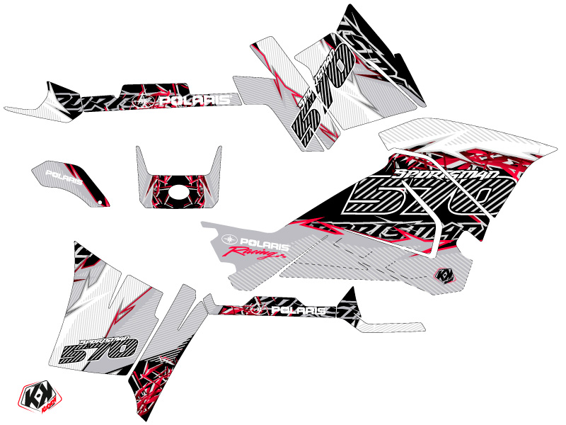 Kit Déco Quad Action Polaris 570 Sportsman Touring Gris Rouge (2018-2023) - vue 2