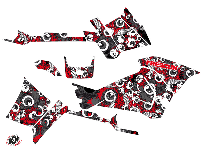 Kit de décoration Freegun Eyed Polaris 570 Sportsman Touring rouge gris (2018-2023) - vue 2
