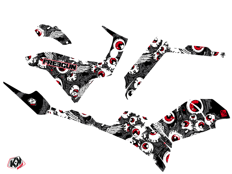 Kit déco Kutvek Freegun Eyed Polaris Sportsman 500-800 Forest gris rouge (2011-2023) - vue 2