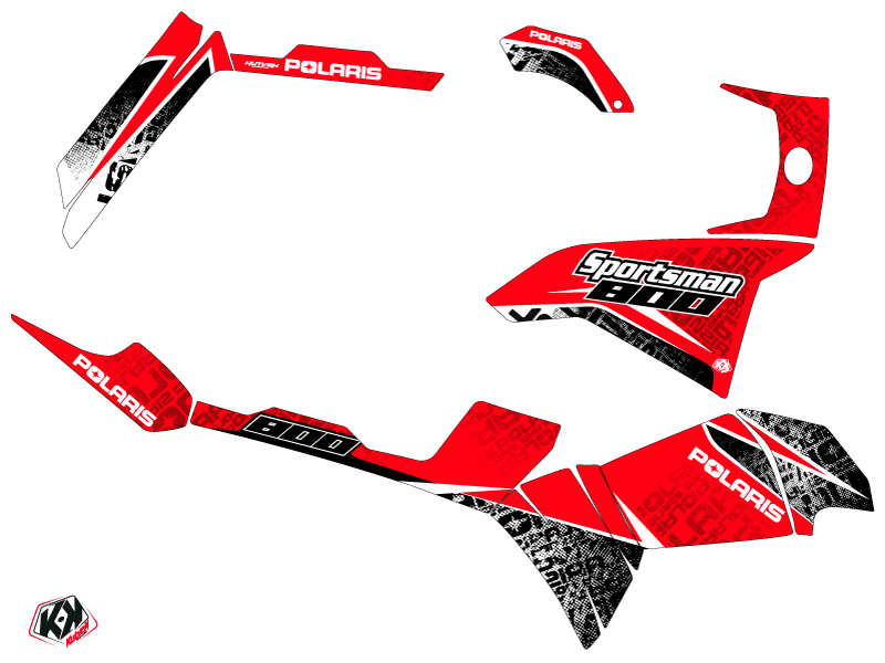 Kit déco Quad Rock Polaris 800 Sportsman Forest rouge (2011-2023) KUTVEK - vue 2