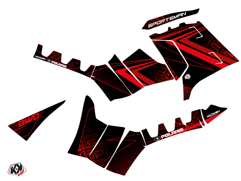 Kit Déco Quad Rock Polaris 550 Sportsman Forest Noir Rouge (2010-2012) KUTVEK - vue 2