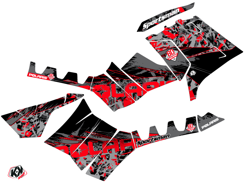 Kit Déco Quad Vintage Polaris 550-850-1000 Sportsman Touring Noir Rouge (2010-2012) KUTVEK - vue 2