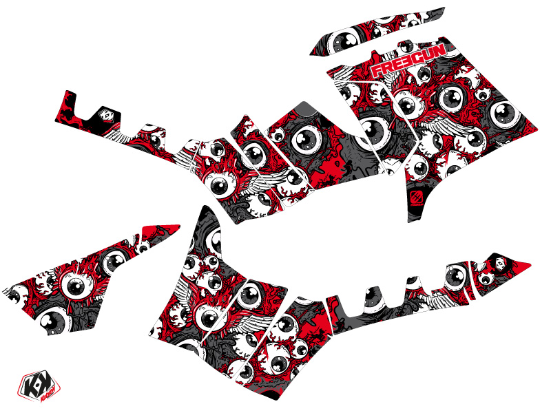 Kit déco Freegun Eyed Polaris 550-850-1000 Sportsman Touring rouge gris (2010-2012) - vue 2
