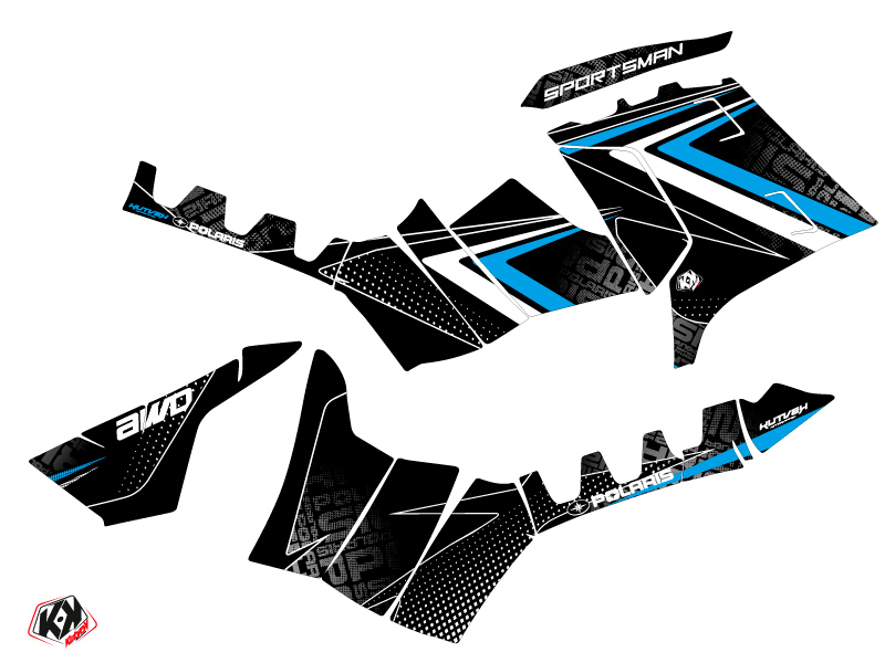 Kit Déco Quad KUTVEK Rock Polaris Sportsman Touring 550-850-1000 Noir Bleu (2013-2016) - vue 2