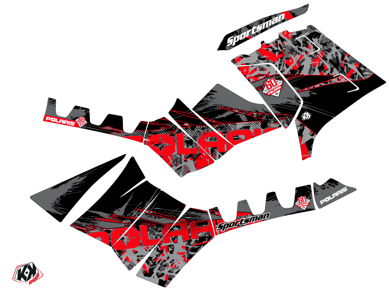 Kit Déco Quad Vintage Polaris 1000 Sportsman Forest Noir Rouge (2010-2012) KUTVEK - vue 2