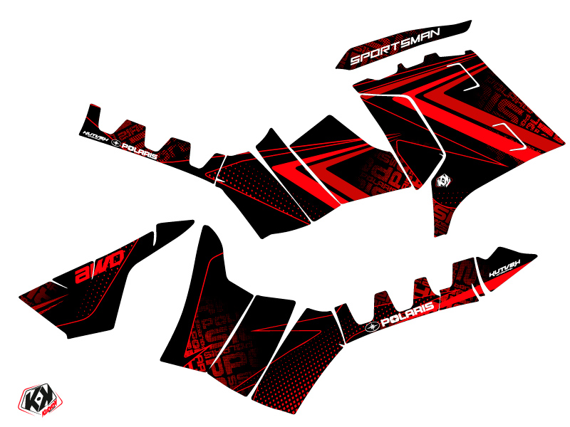 Kit Déco Quad Kutvek Rock Polaris 1000 Sportsman Touring Noir Rouge 2010-2012 - vue 2