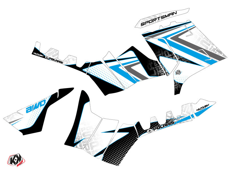 Kit Déco Quad Rock Polaris 1000 Sportsman Touring Blanc Bleu (2010-2012) KUTVEK - vue 2