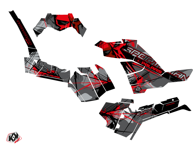 Kit Déco Quad Evil Polaris Sportsman XP S 1000 Forest Gris Rouge (2020-2023) - vue 2