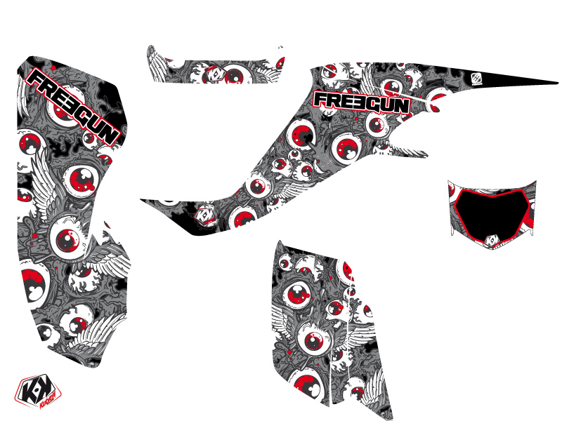 Kit Déco Quad Freegun Eyed Suzuki 400 LTZ Gris Rouge (2003-2008) KUTVEK - vue 2