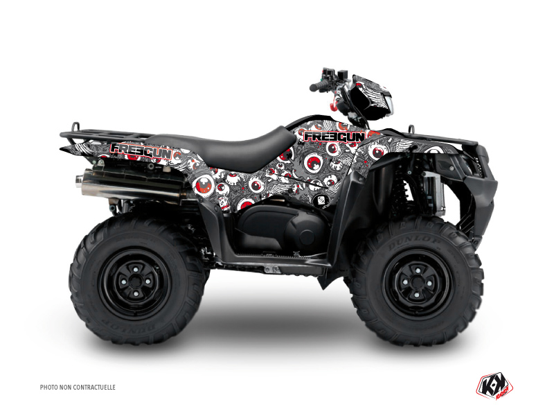 Kit Déco Quad Freegun Eyed Suzuki King Quad 400 Gris Rouge (2008-2017)