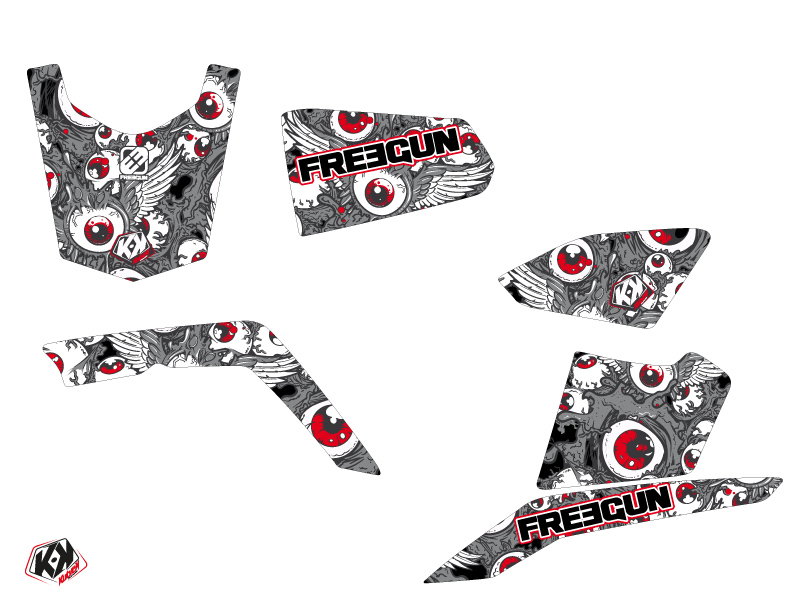 Kit Déco Quad Freegun Eyed Suzuki King Quad 400 Gris Rouge (2008-2017) - vue 2