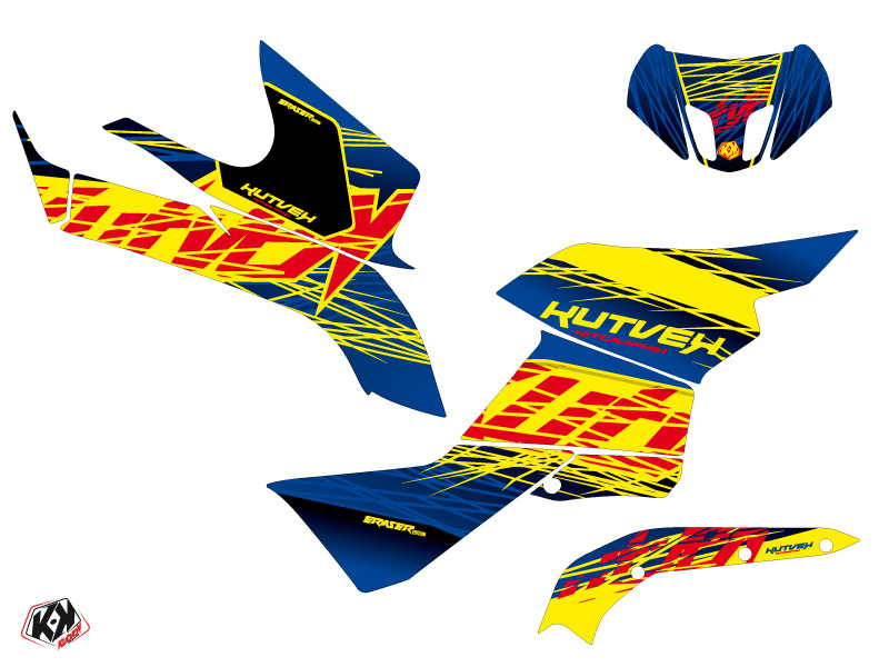 Kit plastiques décoration Kutvek Eraser Suzuki King Quad 500 bleu jaune (2008-2018) - vue 2