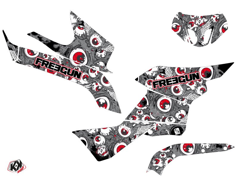 Kit Déco Quad Freegun Eyed Suzuki King Quad 500 Gris Rouge (2019-2023) - vue 2